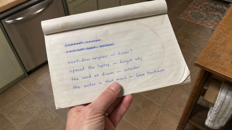 A list of lost words or a frustrated expression trying to remember.